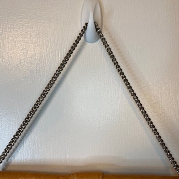 Sherry Wolf Crystal Peace Heart  Leather Convertible Clutch Bag w/Chain - Picture 5 of 9